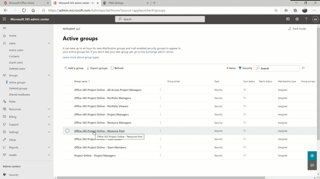 active-directory-groups-office-365-portal