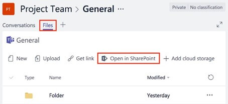 Click Open in SharePoint