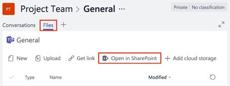 Click Open in SharePoint