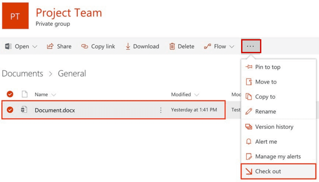 checking out a file when you you manage and collaborate on files in microsoft teams 